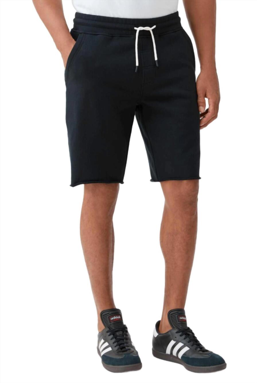 NEW SURFSIDE SUPPLY sailor drawstring raw hem terry short in black